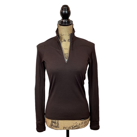 Patagonia Merino Wool Pullover Sweater Brown 1/4 Zip
